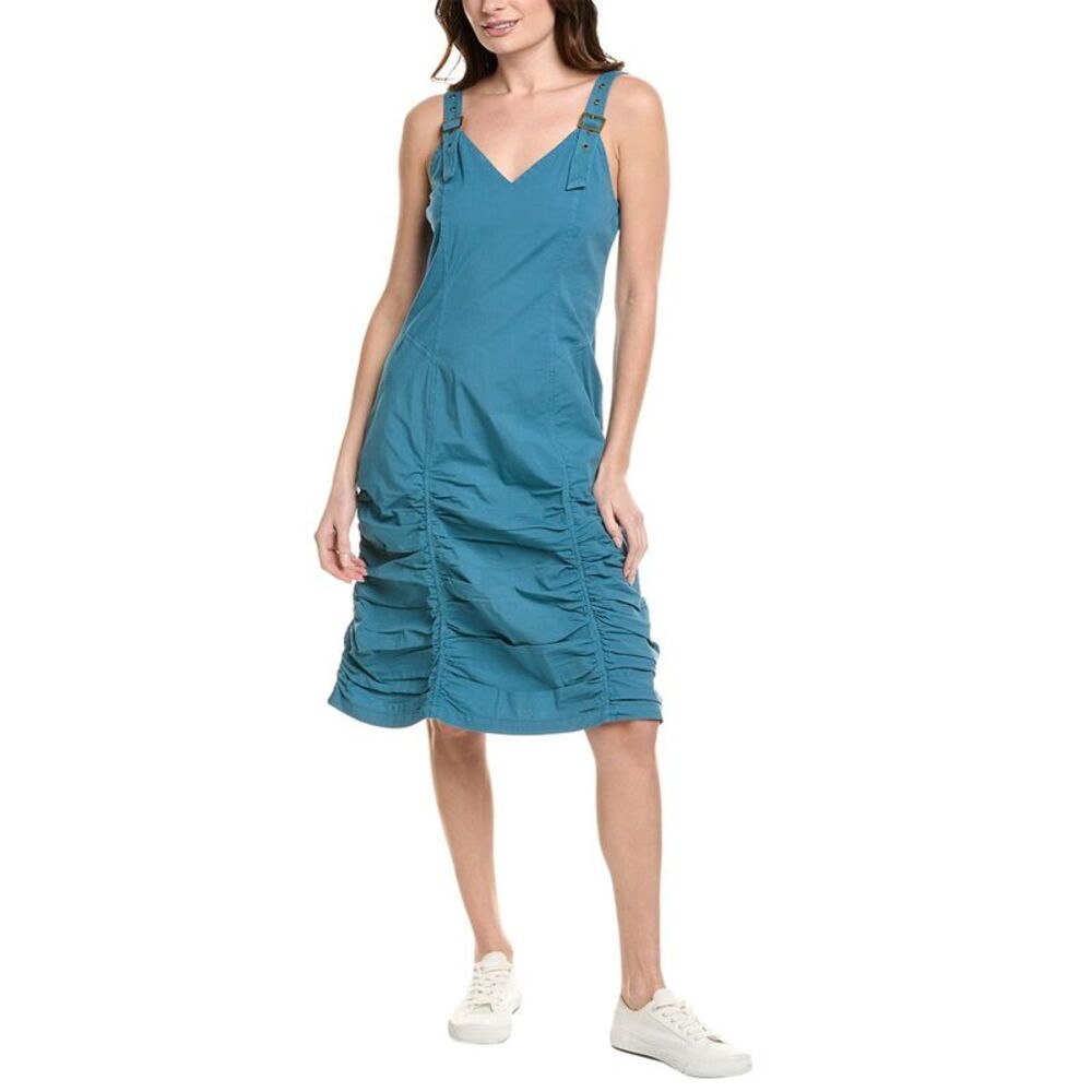 XCVI Blue Ruched Midi Sundress